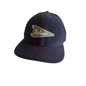 Outdoor Navy Corduroy Snapback‎ Hat Winnies Green Pennant Logo Adjustable